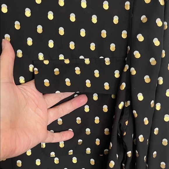 Who What Wear Black Shirt with Gold Dots - Picture 2 of 6